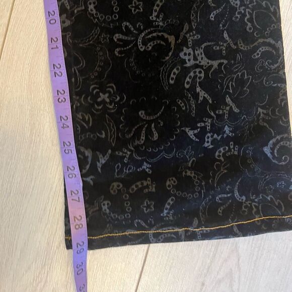 90s vintage black velvet jacquard mid rise bootcut pants - Picture 11 of 12